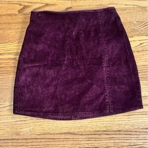 Hollister Corduroy Zip Mini Skirt Women’s Small Maroon Ultra High Rise